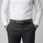 Milan – Мъжки автоматичен кожен колан в цвят каки 3